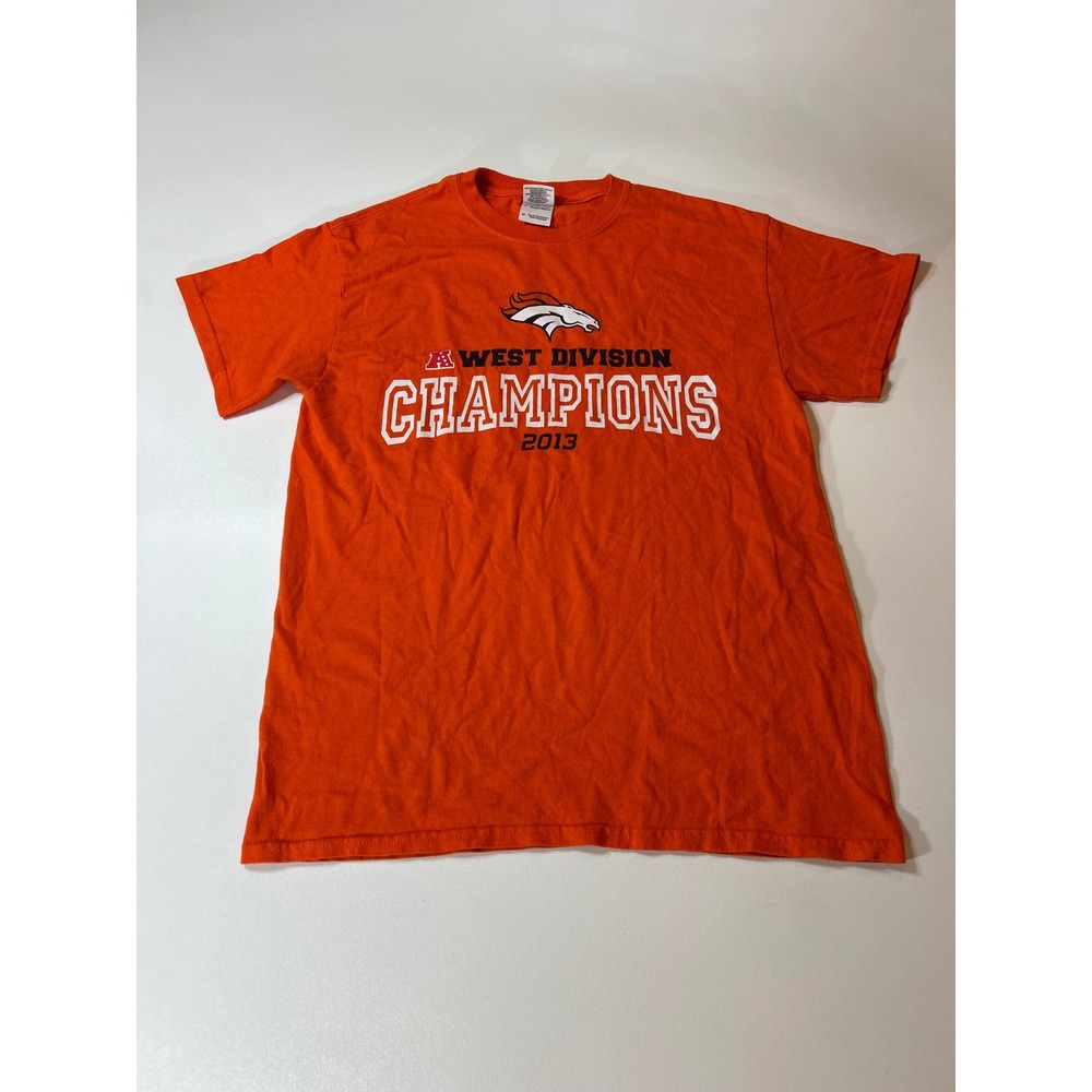 Gildan T-Shirt Men's Medium Orange Denver Broncos 2013 AFC West Champions Tee
